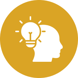 Silhouette head with light bulb icon.