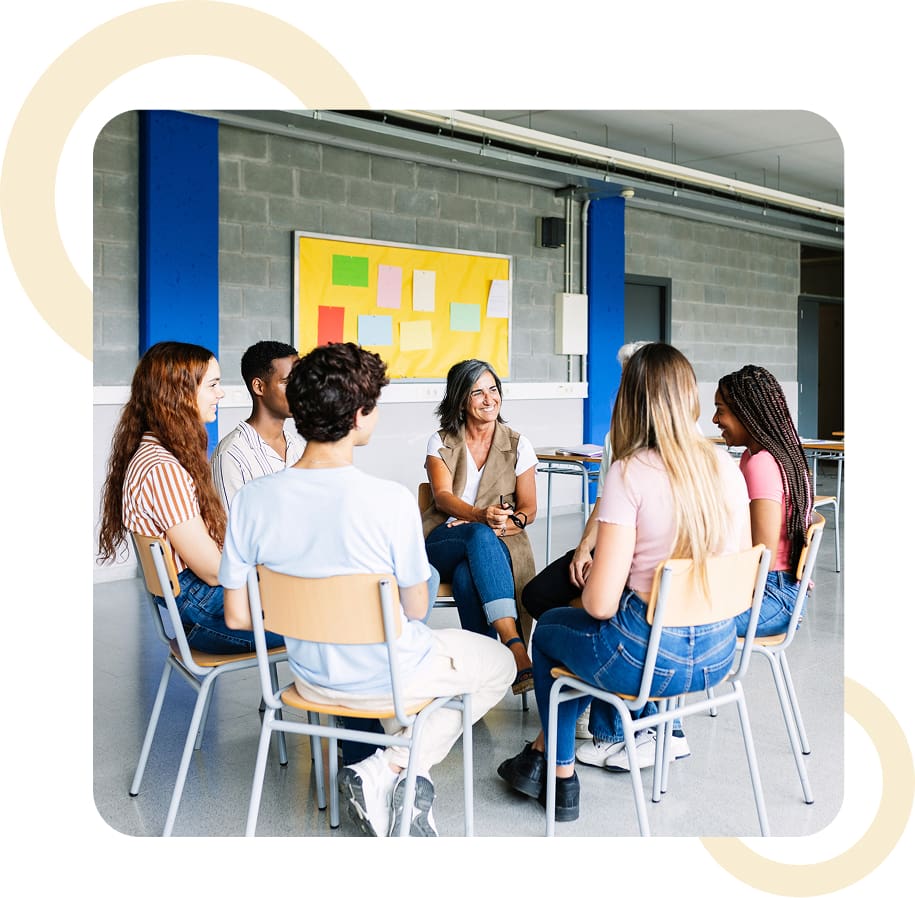 Group discussion in a classroom setting.