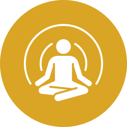 Meditation icon on a yellow background.