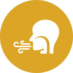 Breathing icon on yellow circular background.